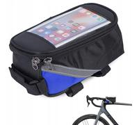 Borsa impermeabile per manubrio da bicicletta con supporto per telefono | Borsa da bicicletta con grande capacità | Supporto cellulare fino a schermo 6,8¨ | Leggero e resistente - Universale (Nero/Blu