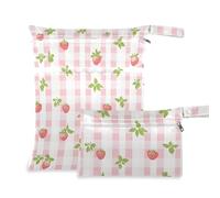 Borsa impermeabile per palestra con fragole di bufalo color pesca, confezione da 2, borsa bagnata per costume da bagno con manici per yoga