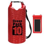 Borsa impermeabile, portatile, leggera, arrotolabile, ideale per spiaggia, campeggio, pendolarismo, shopping, viaggi all'aperto e avventure, 41 x 19 x 0,5 cm, Rosso, Refer to description