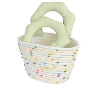 Borsa In Corda Tessuta, Borsa Tessuto In Corda Di Cotone, Borsa In Paglia Cestello Di Mercato A Punti Colorati, Borse Tote Da Spiaggia Di Moda Artistico In Colori Caramelle Per Telefoni, bianco, Se