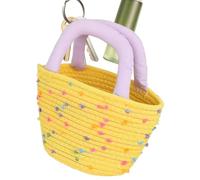 Borsa In Corda Tessuta, Borsa Tessuto In Corda Di Cotone, Borsa In Paglia Cestello Di Mercato A Punti Colorati, Borse Tote Da Spiaggia Di Moda Artistico In Colori Caramelle Per Telefoni, giallo, Se