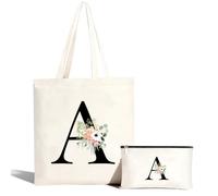 Borsa in cotone personalizzata con nome, borsa per la spesa con lettere, borsa per il trasporto e borsa per cosmetici, borsa per la spesa in tela con chiusura lampo, regalo per signora fidanzata mamma