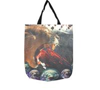 Borsa in cotone XL testa di tigre sputafuoco borsa della spesa