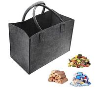 Borsa In Feltro Grande Shopper Grigio Pieghevole, Riutilizzabile per Legna, Giornali, Spesa e Conservare Giocattoli