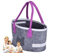 Borsa in feltro ovale - shopping multiuso | Organizer portatile lettore audio con manici borsa pieghevole da viaggio per cosmetici giocattoli bambini arti artigianato picnic spiaggia, porpora