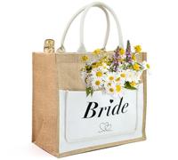 Borsa in Iuta con "Bride", Regalo Personalizzata per Donna, Borsa per Spesa Portatile per Damigelle D'onore, Futura Sposa, Decorazione, Donna, Compleanno, Matrimonio