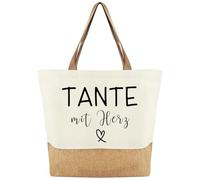 Borsa in iuta con cuore, borsa in cotone di iuta, da donna, come regalo di compleanno, regalo di ringraziamento, regalo per zia per compleanno, Natale, addio