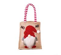 Borsa in iuta natalizia con manici, decorazione natalizia Rudolph, sacchetti di iuta natalizi, sacchetti di lino natalizi, borse riutilizzabili per confezioni regalo, 18 x 16 cm (2)