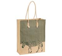 Borsa in iuta naturale, motivi animali, marrone, taglia unica, Contemporaneo