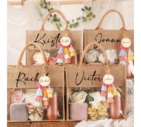 Borsa in juta personalizzata per ragazze, borsa da spiaggia e shopping personalizzata con iniziale, grande capacità, borsa regalo per damigelle d'onore, matrimonio e compleanno, borsa personalizzata i