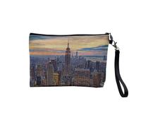 Borsa in lino - New York Manhattan Empire State Building Città Notte USA - Astuccio per trucco in tela effetto lino - Astuccio da toilette - 23,5 x 15 cm, Impero Stato, 23.5 x 15 cm, Astuccio per il