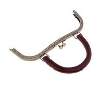 Borsa In Metallo Con Chiusura A Bacio, Telaio Con Manico In Legno, Accessori Per