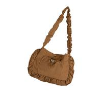 Borsa in nylon con volant di ispirazione coreana con dettagli plissettati e tracolla regolabile per uso quotidiano casual, Albicocca, 27*22.50*7cm