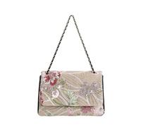Borsa in paglia con ricamo floreale per le donne, con manico superiore, borse a spalla sotto le ascelle, pochette da sera per feste, Fiori rossi e foglie verdi