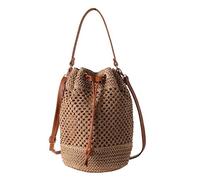 Borsa in paglia intrecciata, borsa a secchiello in rattan regolabile per donne, accessori boho chic per uso quotidiano, perfetta per shopping, spiaggia e viaggi