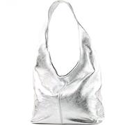 Borsa in pelle Borsa a tracolla Borsa a tracolla Dirstasche Wildleder T150, Colore:argento metallizzato