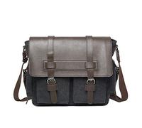 Borsa in pelle Cartella tracolla modo degli uomini di tela di canapa dell'annata del messaggero della cartella Borse Uomo,nero