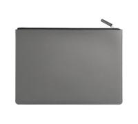 Borsa in pelle con cerniera A4, borsa da lavoro portatile for documenti e materiali ufficiali, semplice archiviazione delle fatture, portadocumenti Portfolio in Vera Pelle(Grey)