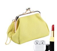 Borsa in pelle con chiusura a bacio | Portamonete portatile per il cambio | per ragazze donne studenti viaggiatori collezionisti viaggio labbra contanti carte ricevute, giallo, la