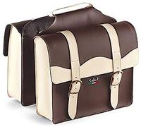 Borsa in Pelle Custodia con Doppia Borsa Portapacchi Bauletto 0024/V Monte Grappa Marrone Scuro/Crema - Made in Italy