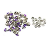 Borsa In Pelle Decorata Con Rivetti In Strass E Metallo 7/8/10Mm