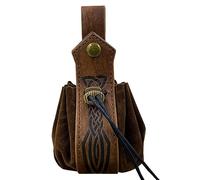 Borsa in pelle medievale con coulisse vintage marsupio portamonete portatile borsa dadi borsa facile da usare medievale in pelle PU borsa con coulisse, Motivo spada marrone
