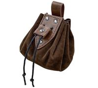 Borsa in pelle medievale in ecopelle con coulisse medievale pirata borsa retrò rinascimentale portatile, marrone, 10 cm, Classico