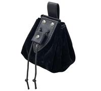 Borsa in pelle medievale in ecopelle con coulisse medievale pirata borsa retrò rinascimentale portatile, Nero , 10 cm, Classico