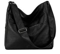 Borsa in pelle per donne, borse nere borse da lavoro di grande capacità con chiusura a zipta per borsetta per borsetto casual borsetta con spalla con spalla regolabile tracolla nera, borsa in pelle