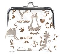Borsa in pelle personalizzata per le donne carino yoga gatto bianco con fibbia per il cambio di denaro per le ragazze, carino gatto yoga bianco UNITALLA carino gatto yoga bianco UNITALLA Classic