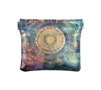 Borsa in pelle PU per il cambio della borsa del trucco delle borse cosmetiche mini, Galassia con segno d'oro, Motivo: