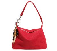 Borsa in pelle scamosciata for donne con borsa a tracolla a tracorsa a sospensione (rosso)