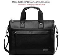 Borsa in pelle solido design semplice uomo d'affari Casual borsa ventiquattrore, da uomo computer portatile borsa tracolla per Business/college/donne/uomini,SMALL NERO