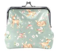 Borsa in pelle verde fiore di cervo donna bella borsa per il cambio di denaro, Chic Deer Flower Green, UNITALLA Chic Deer Flower Green, UNITALLA Classic, Chic Deer Flower Green, Taglia unica, Classic