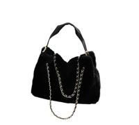 Borsa in pelliccia retrò da donna, grande borsa da trasporto e borsa a tracolla, alla moda, adatta per autunno e inverno, versatile per l'uso quotidiano, Nero , taglia unica