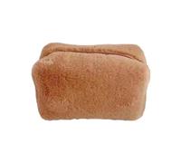 Borsa in peluche alla moda in bei colori per le donne che amano il trucco, Cammello