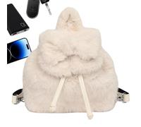 Borsa in peluche - Borsa a mano con | A Tracolla | Per la Scuola Il Viaggio La Nursery Natale Le Gare Le Feste Le Donne Le Ragazze, bianco, Se référer au descriptif