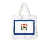 Borsa in peluche con bandiera del West Virginia, perfetta per autunno e inverno, ideale come portamonete, regalo ideale per Natale e San Valentino