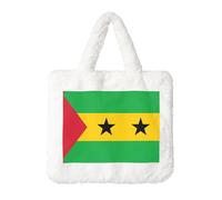 Borsa in peluche con bandiera di Sao Tomé e Principe, perfetta per autunno e inverno, ideale come portamonete, regalo ideale per Natale e San Valentino