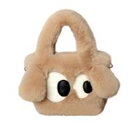 Borsa in peluche per avambraccio, morbida borsa a tracolla da donna | borsa a tracolla da donna, borsa per la spesa, borsa per la spesa, borsa in peluche con grandi occhi e design di cane per