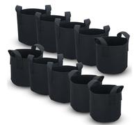 INTIRILIFE 10x Sacchetto di piantagione in Tessuto di Pile 11 Litri -3 galloni 25 x 22 cm- Vaso per Piante con Maniglie per Il Trasporto per Giardino, Serra - Sacchetto per fioriera, per Piante