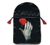 Borsa In Raso Nera Con Rose E Carte Lo Scarabeo 160x225 MM Nuova
