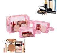 Borsa in Rete per il Make-up 3 Pezzi da Viaggio Portatili con Chiusura a