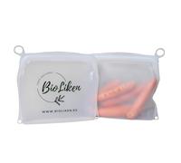 Borsa in silicone 100% platino riutilizzabile per la conservazione degli alimenti e/o accessori da viaggio. Senza additivi o coloranti, 2 pezzi.