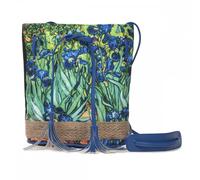 Borsa in stoffa con tracolla e chiusura, decori Van Gogh