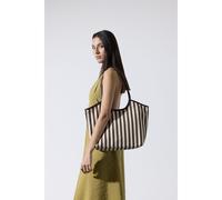 Borsa in tela a righe, MILANO Marrone TU