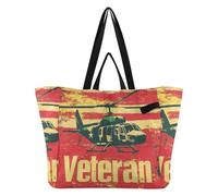 Borsa in tela alla moda da cucina, borsa per la spesa, borsa da donna per bomboniere, viaggio nazionale vietnamita guerra veterani giorno bandiera nazionale elicottero