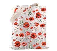 Borsa in tela con papaveri americani, motivo: papavero della California, idea regalo botanica, Borsa con papaveri, Medium