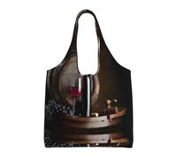 Borsa in tela con stampa a spalla singola per bottiglia di vino rosso, adatta per il tempo libero e il fitness, adatta per viaggi o shopping