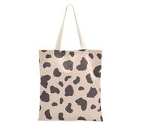 Borsa in tela con stampa leopardata marrone con tasche per borsa da spiaggia in tela personalizzata